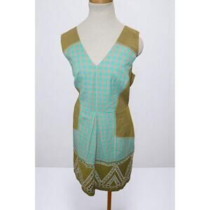 HD in Paris by Anthropologie Geometric Checkered Embroidered Dress – Size 12